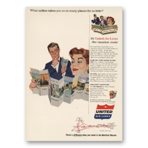 1955 United Airlines Print Ad | So Many Places