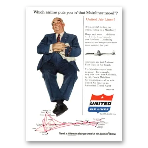 1955 United Airlines Print Ad | Mainliner Mood
