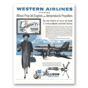 1956 Western Air Lines Print Ad | Allison Prop Jet Engines