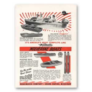 1955 Wolverine Boats Print Ad | Most Complete Line