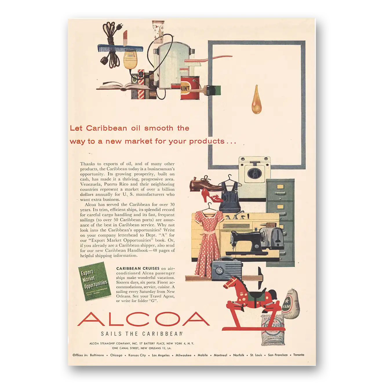 1956 Alcoa Print Ad | Caribbean Oil