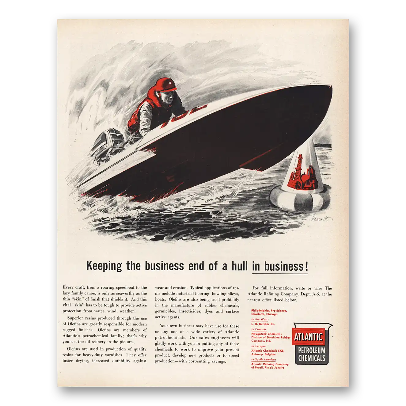 1956 Atlantic Petroleum Chemicals Print Ad | Business End