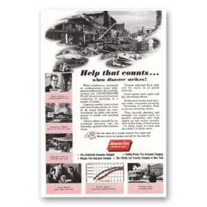 1956 America Fore Insurance Print Ad | Disaster Strikes
