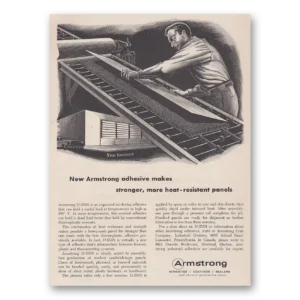 1956 Armstrong Adhesive Print Ad | Heat Resistant