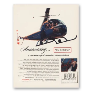 1956 Bell Bellairus Helicopter Print Ad | Transportation