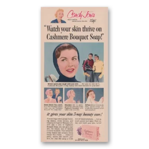 1956 Cashmere Bouquet Soap Print Ad | Candy Jones