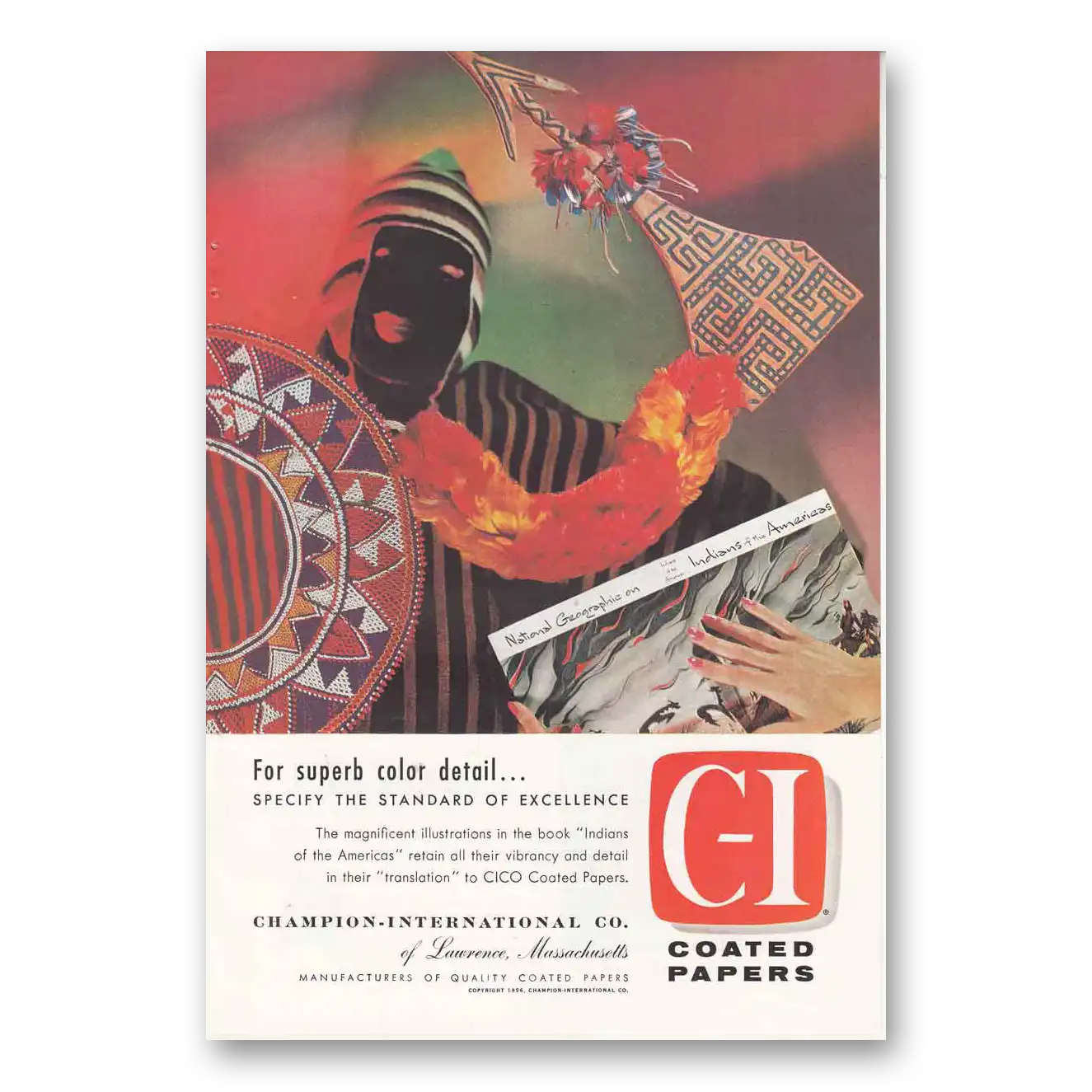 1956 Champion Coated Papers Print Ad | Indians Americas