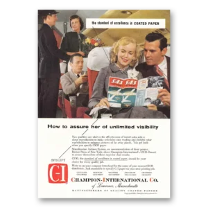 1956 Champion Coated Papers Print Ad | Unlimited Visibility