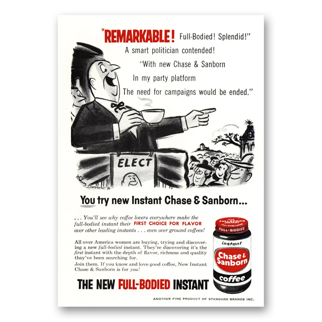 1956 Chase & Sanborn Coffee Print Ad | Smart Politician
