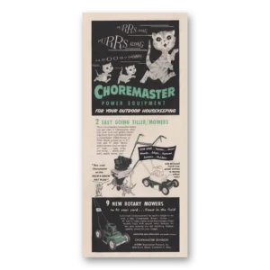 1956 Choremaster Print Ad | Mowers Purrs