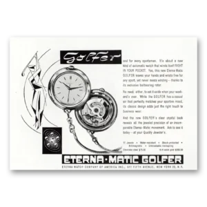 1956 Eterna Watch Print Ad | Golfer Watch