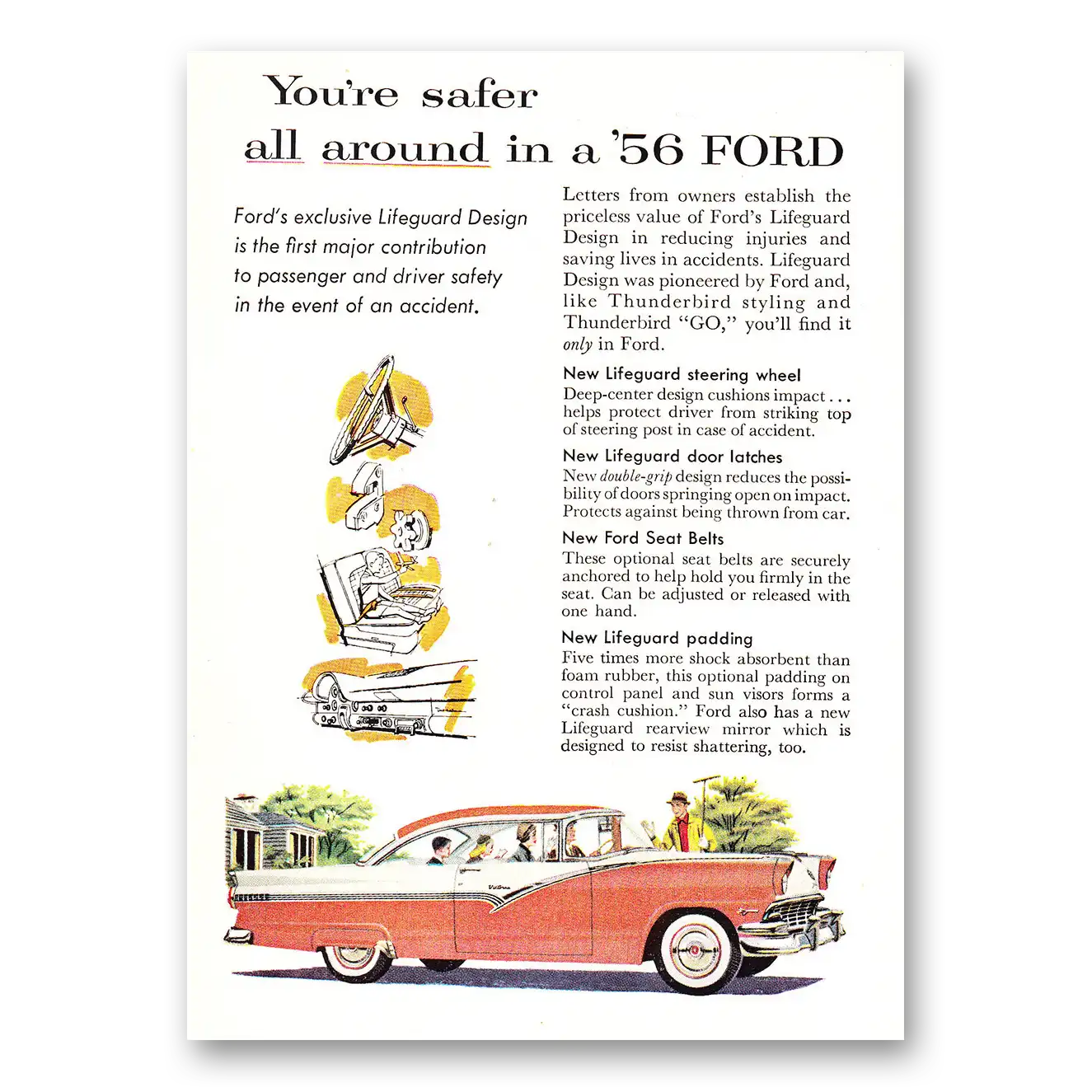 1956 Ford Print Ad | Safer All Around