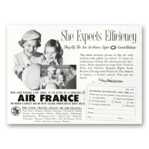 1956 Air France Print Ad | She Expects Efficiency