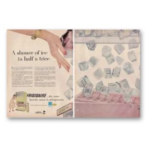 1956 Frigidaire Refrigerator Print Ad | Shower Ice