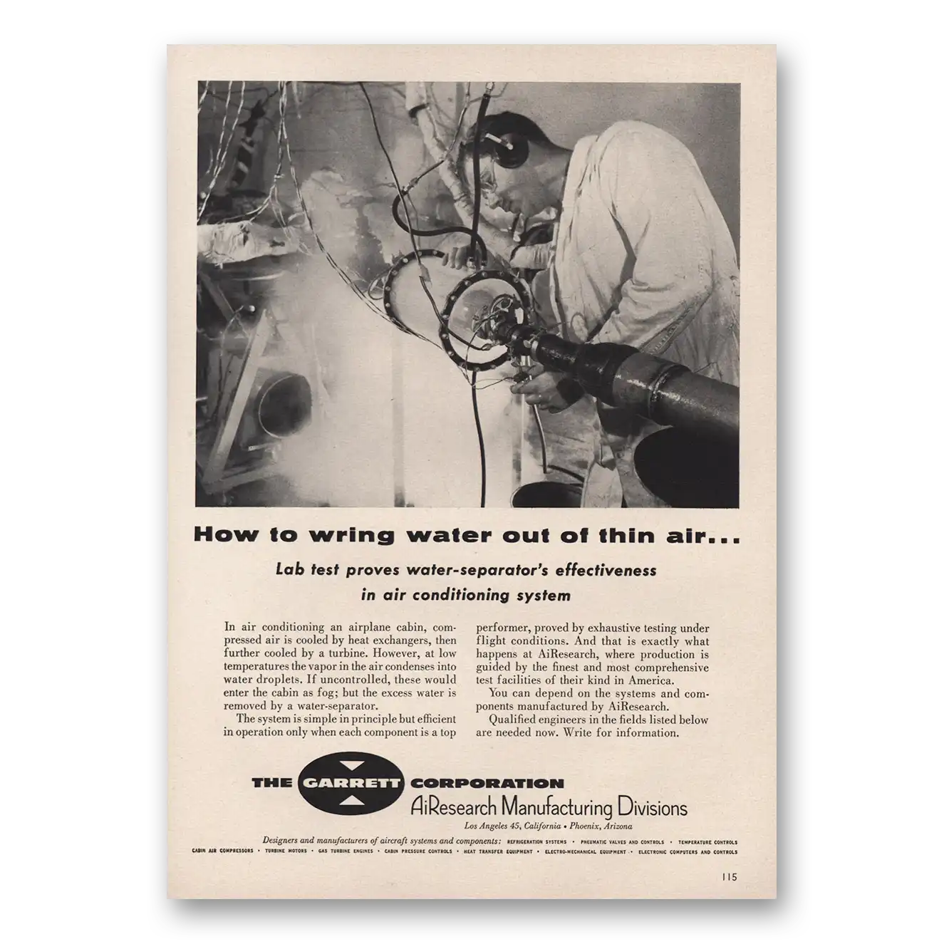 1956 Garrett AiResearch Print Ad | Wring Water