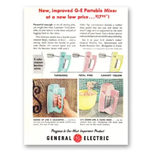 1956 General Electric Portable Mixer Print Ad | Ge Turquoise