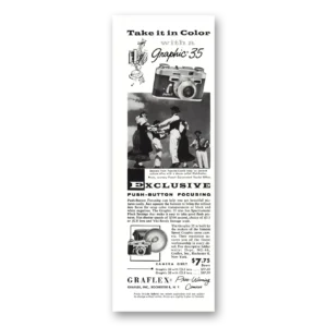 1956 Graflex Graphic 35 Camera Print Ad | In Color