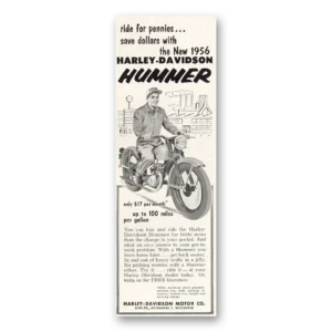 1956 Harley Davidson Hummer Print Ad | Ride For Pennies