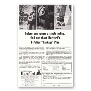 1956 Hartford Insurance Print Ad | Single Policy