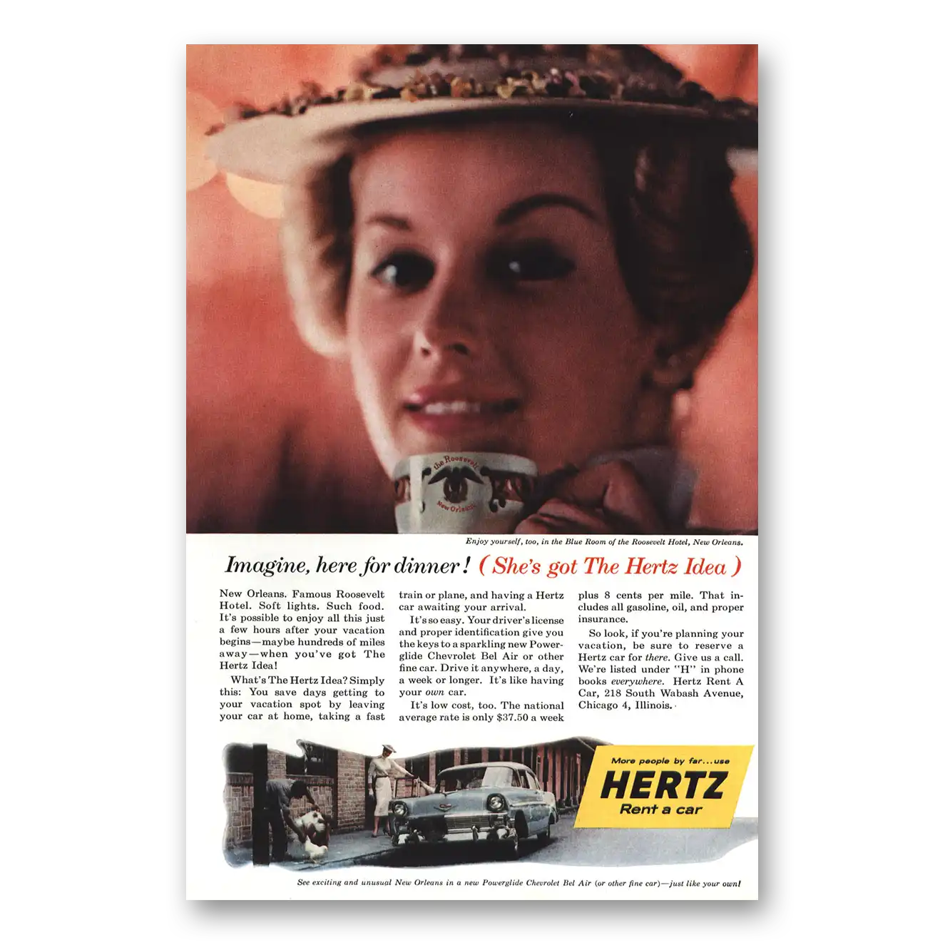 1956 Hertz Rent a Car Print Ad | Blue Room