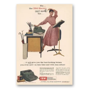 1956 IBM Electric Typewriter Print Ad | Can't Spell But