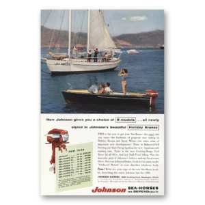 1956 Johnson Sea Horse Motors Print Ad | Holiday Bronze