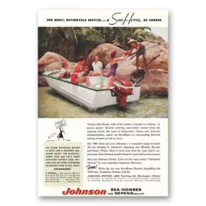 1956 Johnson Sea Horse Motors Print Ad | Gentle Kitten