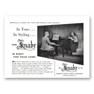 1956 Knabe Piano Print Ad | Official Piano Metropolitan Opera