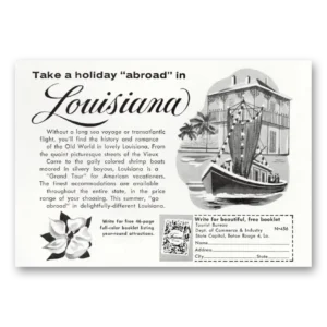 1956 Louisiana Print Ad | Holiday Abroad