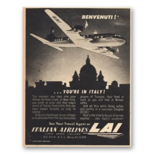 1956 LAI Italian Airlines Print Ad | Benvenuti
