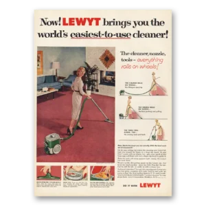 1956 Lewyt Vacuum Cleaner Print Ad | Worlds Easiest