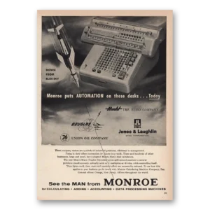 1956 Monroe Calculating Machines Print Ad | Down Sky