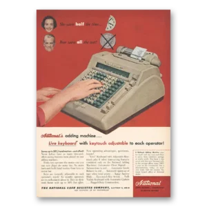 1956 National Cash Register Print Ad | Adding Machine