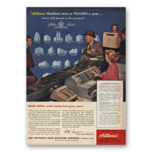 1956 National Cash Register Print Ad | Hilton Hotels