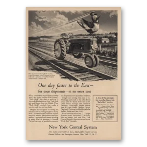 1956 New York Central Print Ad | One Day Faster