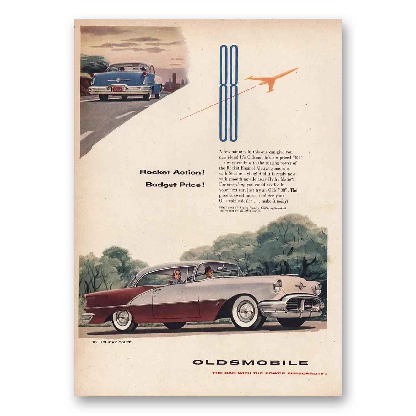 1956 Oldsmobile 88 Print Ad | Rocket Action