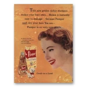1956 Pamper Shampoo Print Ad | Gentle As Lamb