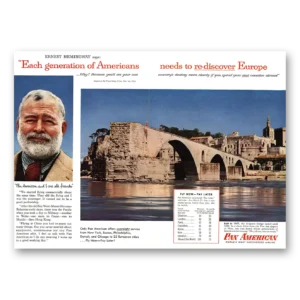 1956 Pan Am Print Ad | Ernest Hemingway