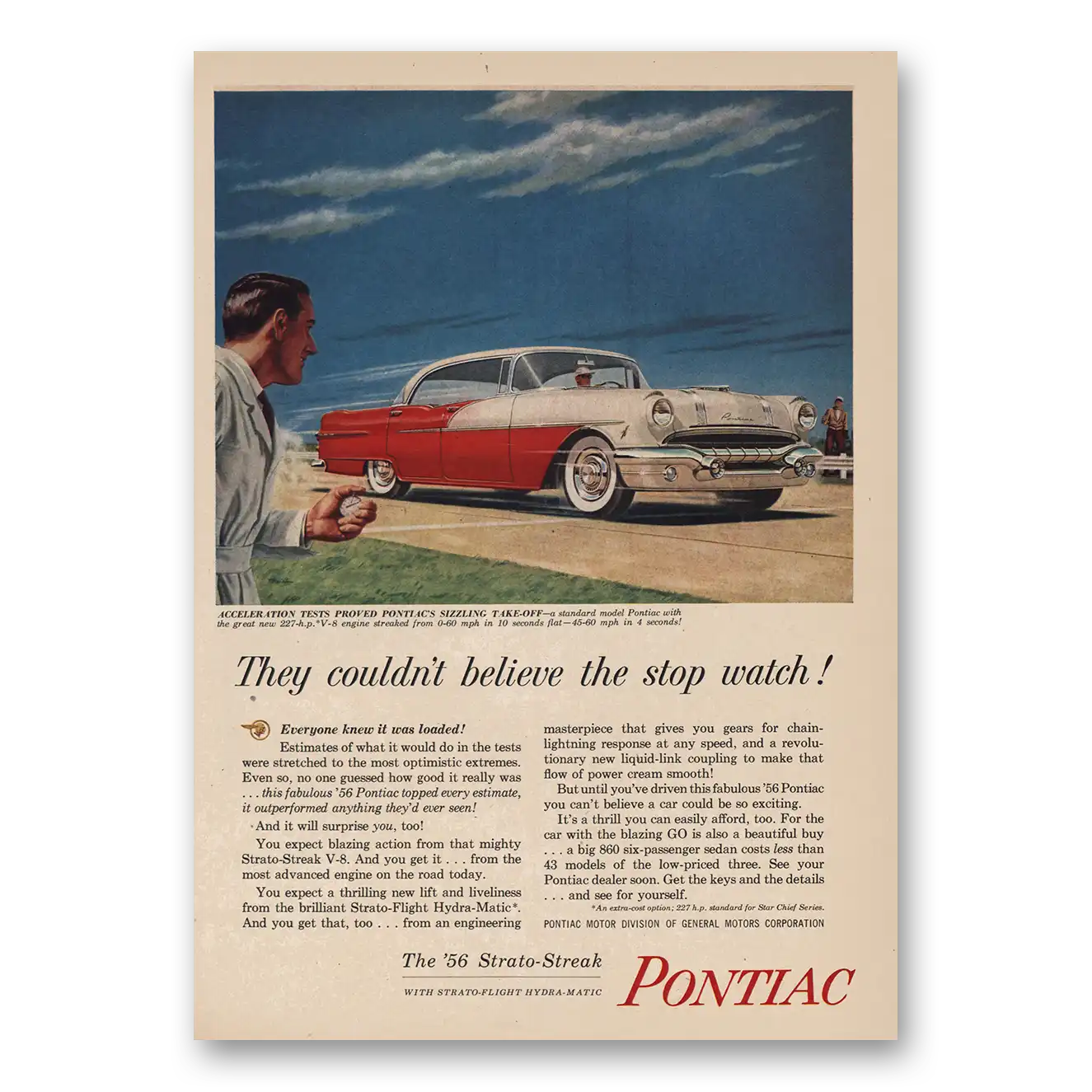 1956 Pontiac Print Ad | Strato Streak