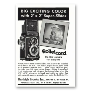 1956 Rolleicord Camera Print Ad | Exciting Color