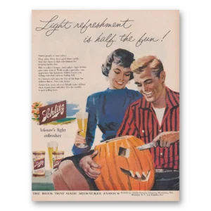 1956 Schlitz Beer Print Ad | Pumpkin Carving