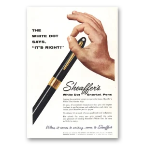 1956 Sheaffers Snorkel Pen Print Ad | White Dot