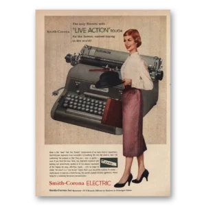 1956 Smith Corona Typewriters Print Ad | Live Action Touch
