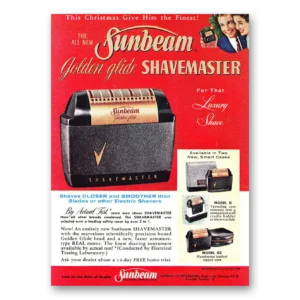 1956 Sunbeam Shavemaster Print Ad | Golden Glide
