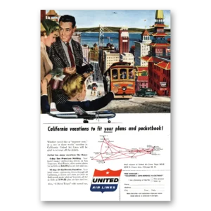 1956 United Airlines Print Ad | Plans Pocketbook