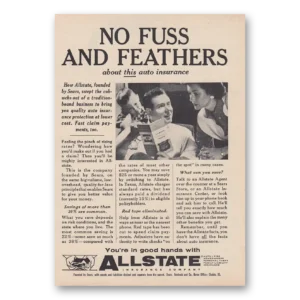 1957 Allstate Insurance Print Ad | No Fuss Feathers