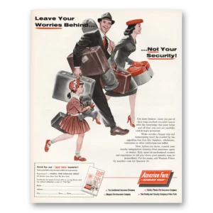 1957 America Fore Insurance Print Ad | Worries Behind