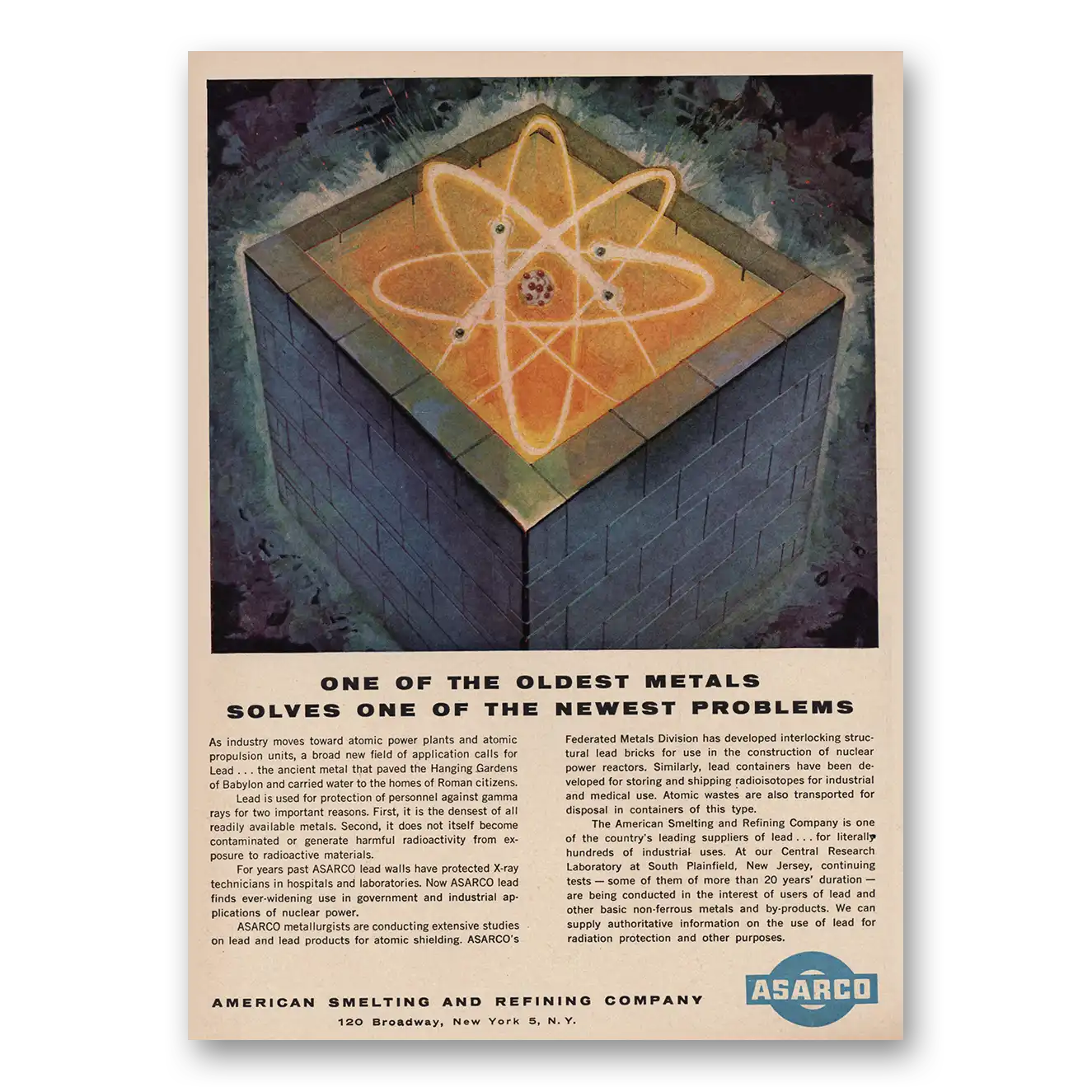1957 ASARCO Print Ad | Oldest Metals
