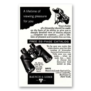 1957 Bausch & Lomb Binoculars Print Ad | Viewing Pleasure