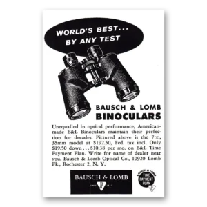 1957 Bausch & Lomb Binoculars Print Ad | Worlds Best